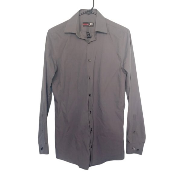 JF J. Ferrar Men's Slim Gray Button Down Dress Shirt Size Small - Picture 1 of 4